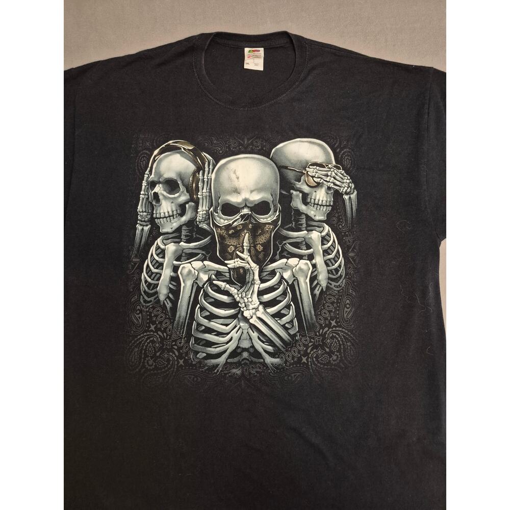 Skeleton T-Shirt. Hear No, Speak No,  See No, Evil Size XXL